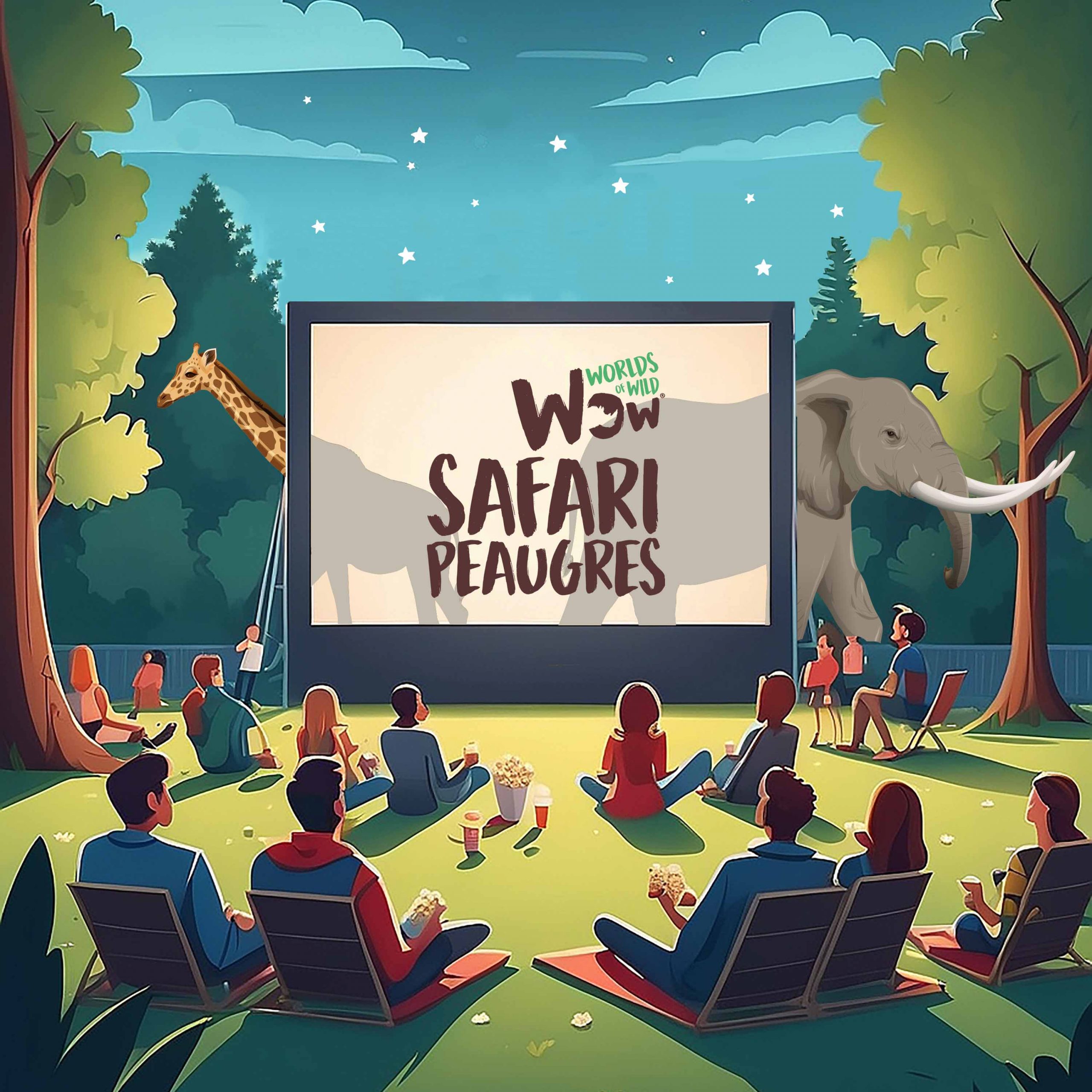 Parc animalier en nocturne : vos plus belles soirées d'été : visites nocturnes, cinéma en plein air, fermetures tardives dès le 14 juillet au Wow Safari Peaugres.
